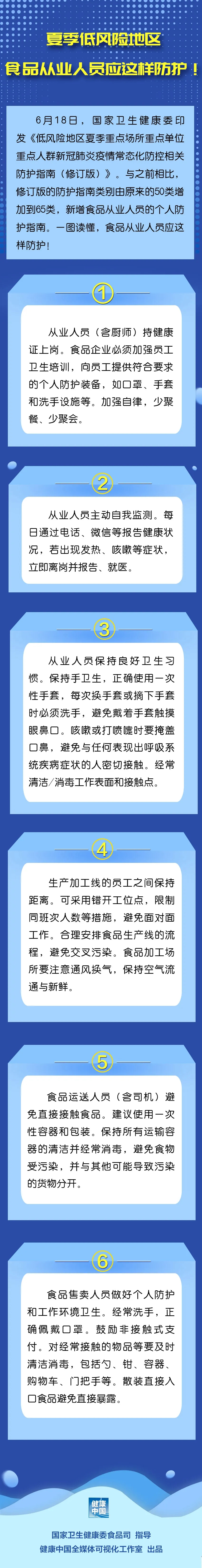 食品从业人员在新冠肺炎疫情低风险地区 夏季要做好这些防护