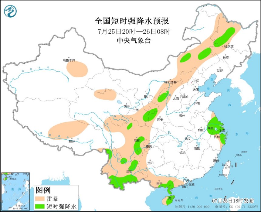 强对流天气预报 07月25日18时