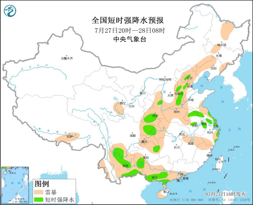 强对流天气预报 07月27日18时