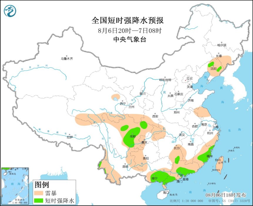 强对流天气预报 8月6日18时