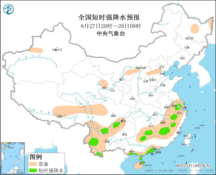 强对流天气预报 8月27日18时